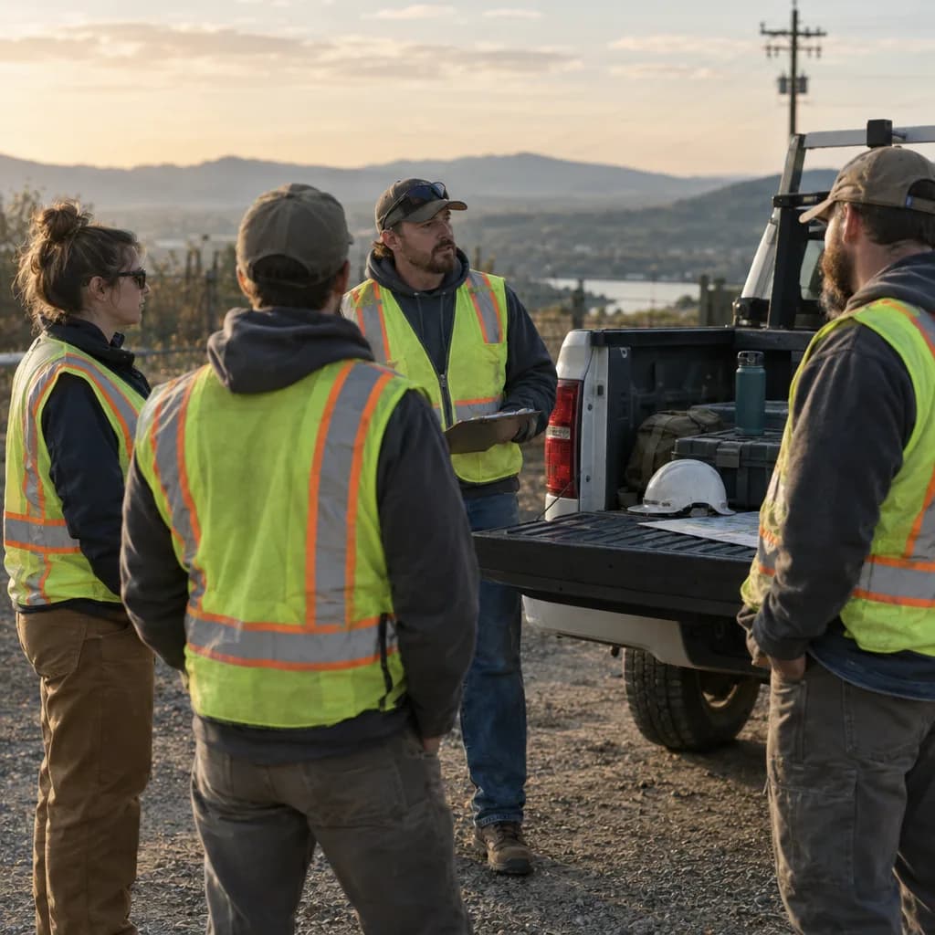 Utility field crew briefing.